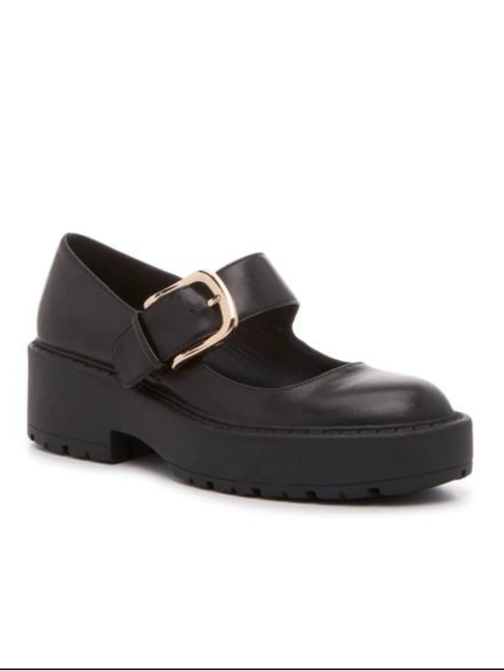 Steve Madden Millie Platform Mary Jane Shoes Black Gold Buckle Womens 8.5 NEW